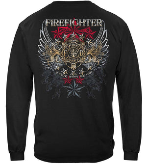 More Picture, Elite Breed Firefighter Pride Duty Honor Silver Foil Premium Hooded Sweat Shirt