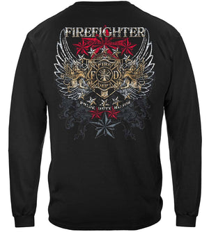 More Picture, Elite Breed Firefighter Pride Duty Honor Silver Foil Premium T-Shirt