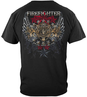 More Picture, Elite Breed Firefighter Pride Duty Honor Silver Foil Premium T-Shirt
