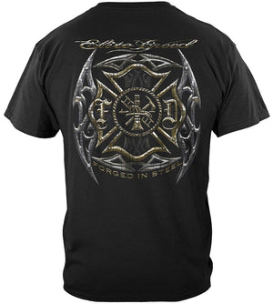 More Picture, Elite Breed Firefighter Blades Silver Foil Premium T-Shirt