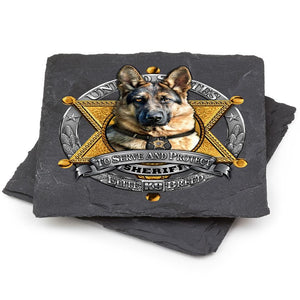 More Picture, Elite Breed Police To Serve and Protect Black Slate 4IN x 4IN Coasters Gift Set