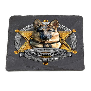 More Picture, Elite Breed Police To Serve and Protect Black Slate 4IN x 4IN Coasters Gift Set