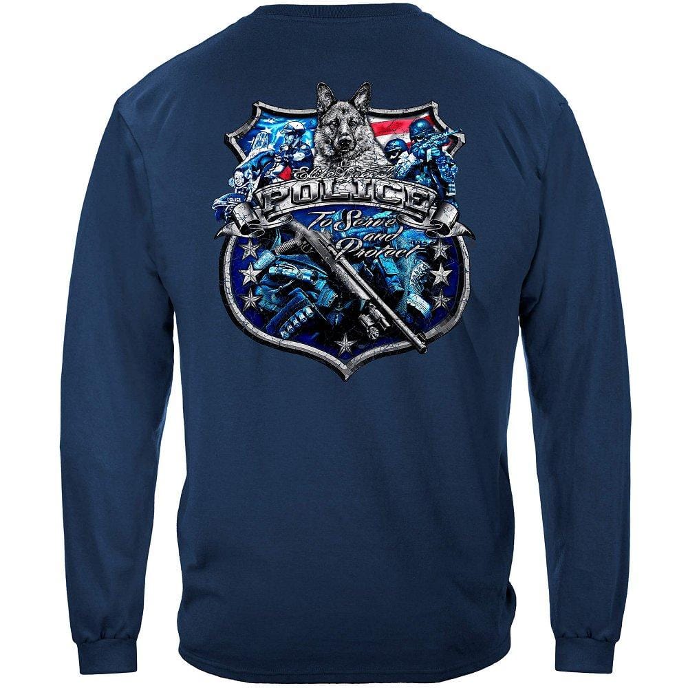 Elite Breed Police Force To Serve and Protect Silver Foil Premium Long Sleeves