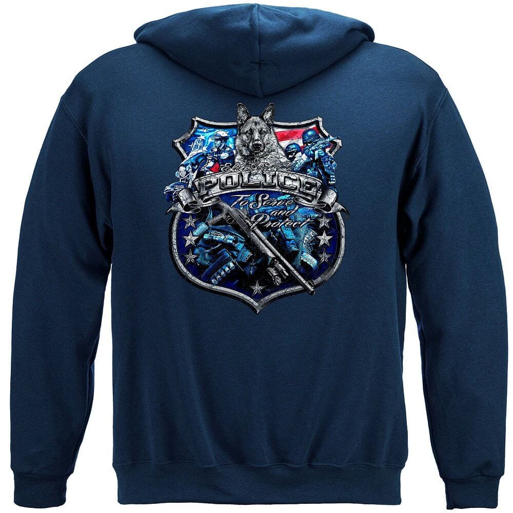 Elite Breed Police Force To Serve and Protect Silver Foil Premium Long Sleeves