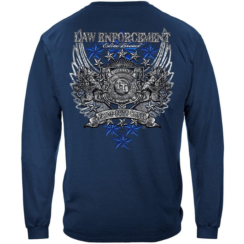 Elite Breed Law Enforcement Chrome Wings Silver Foil Premium T-Shirt