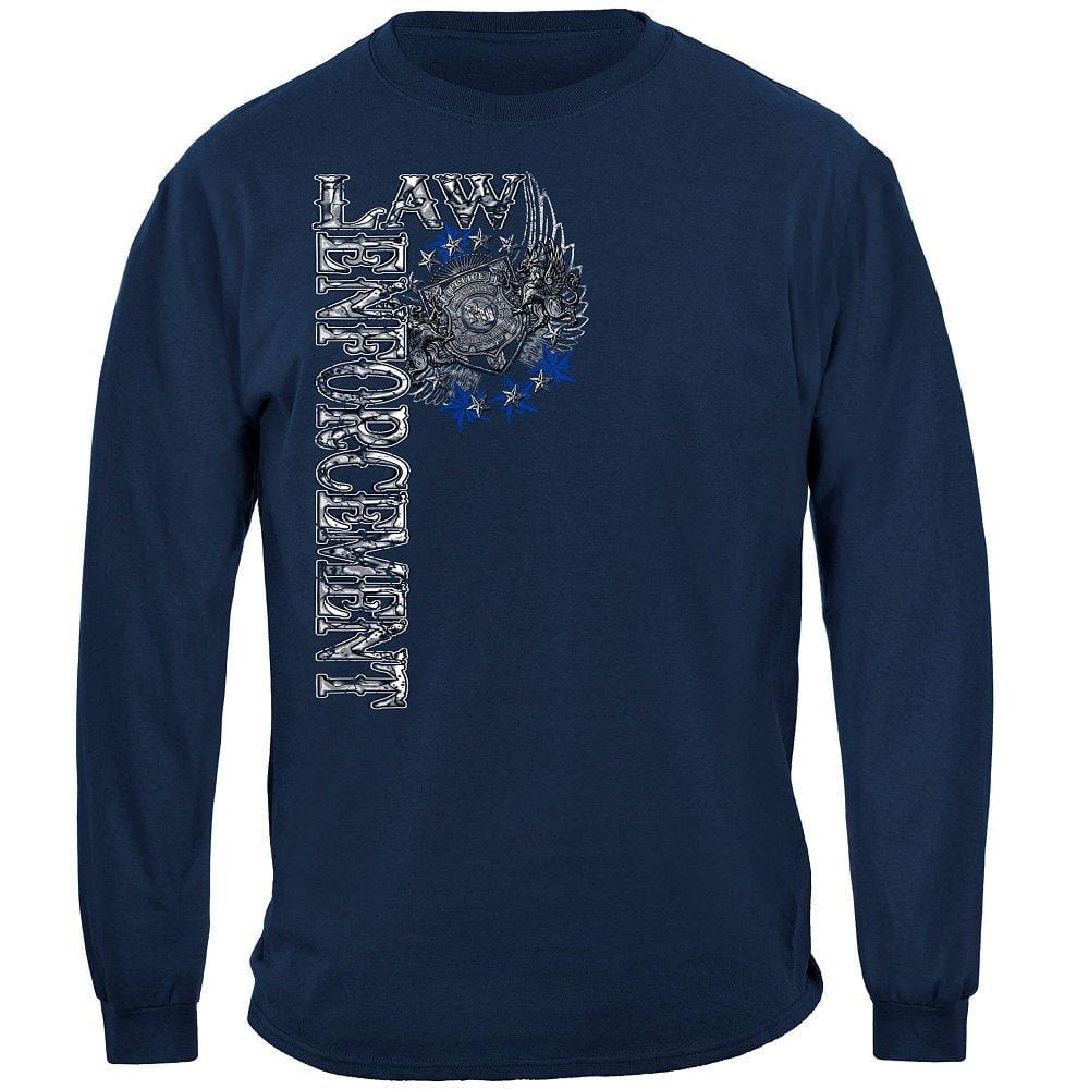 Elite Breed Law Enforcement Chrome Wings Silver Foil Premium T-Shirt