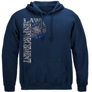 More Picture, Elite Breed Law Enforcement Chrome Wings Silver Foil Premium Hooded Sweat Shirt