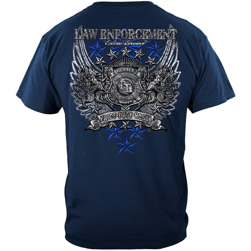Elite Breed Law Enforcement Chrome Wings Silver Foil Premium T-Shirt
