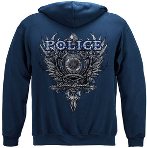 More Picture, Elite Breed Police Crest Silver Foil Premium Hooded Sweat Shirt