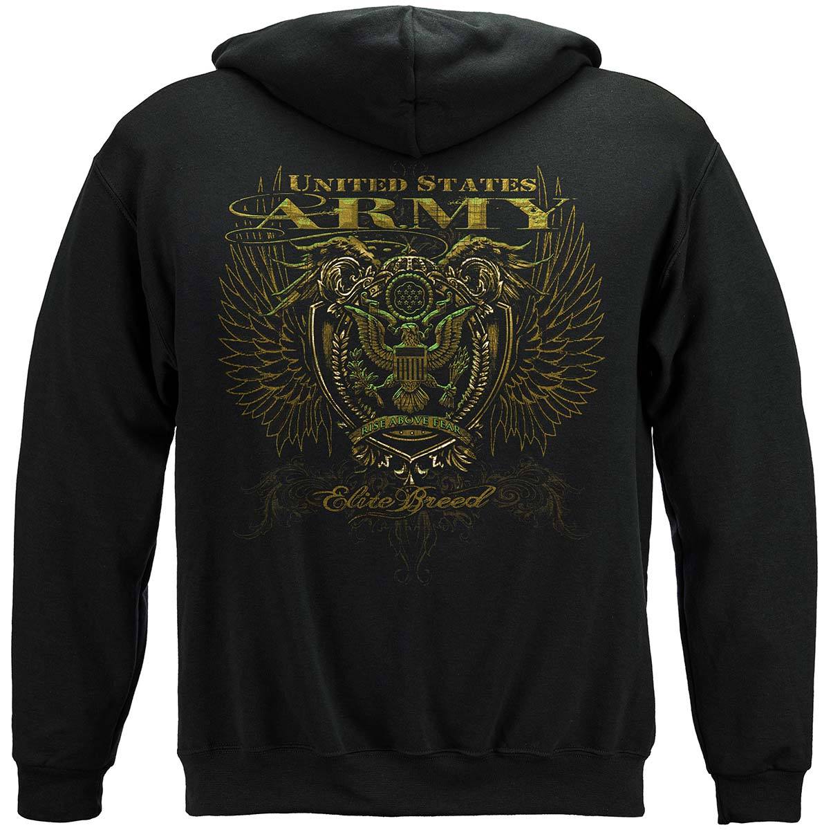 Army Crest Elite Breed Rise Above Fear Premium Hooded Sweat Shirt