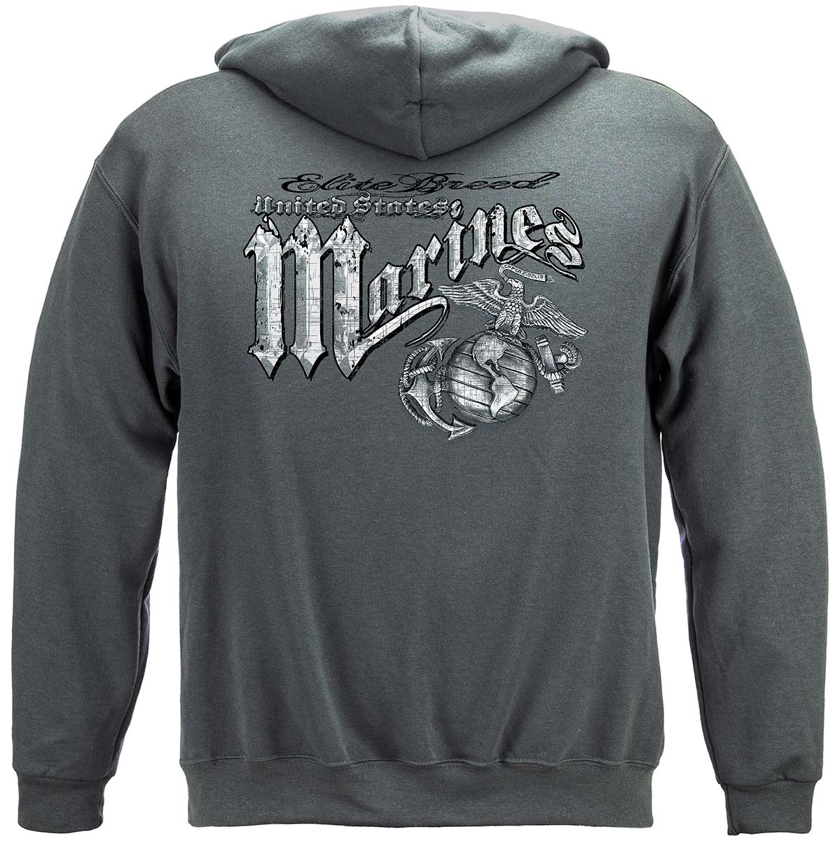 Marines Eagle Elite Breed Silver Foil Premium Hooded Sweat Shirt