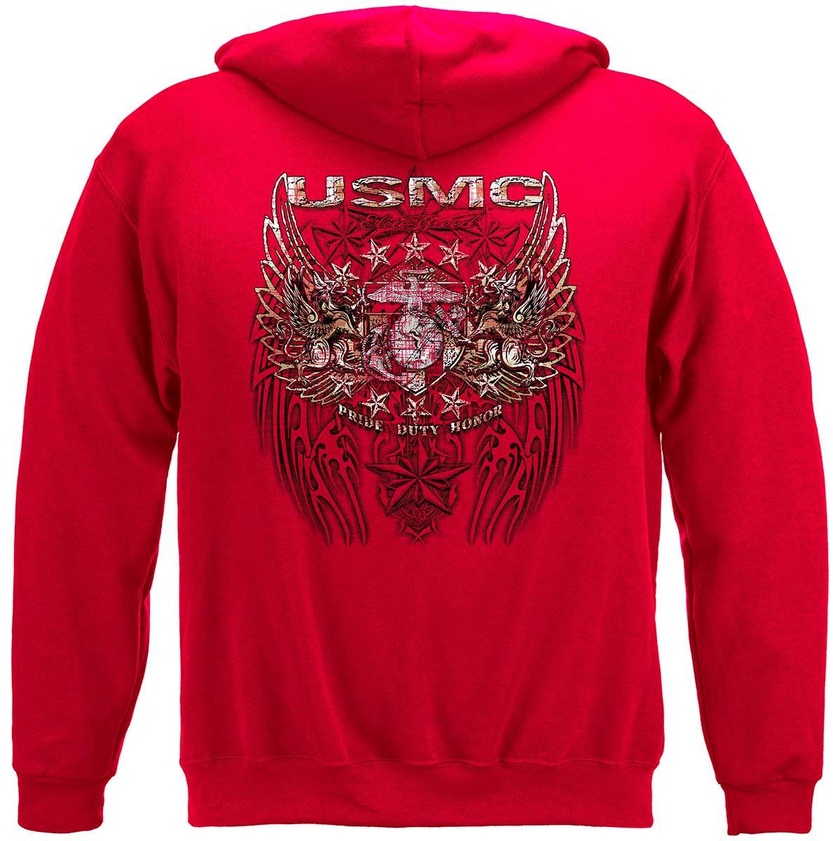 USMC Pride Duty Honor Stars Silver Foil Premium Long Sleeves