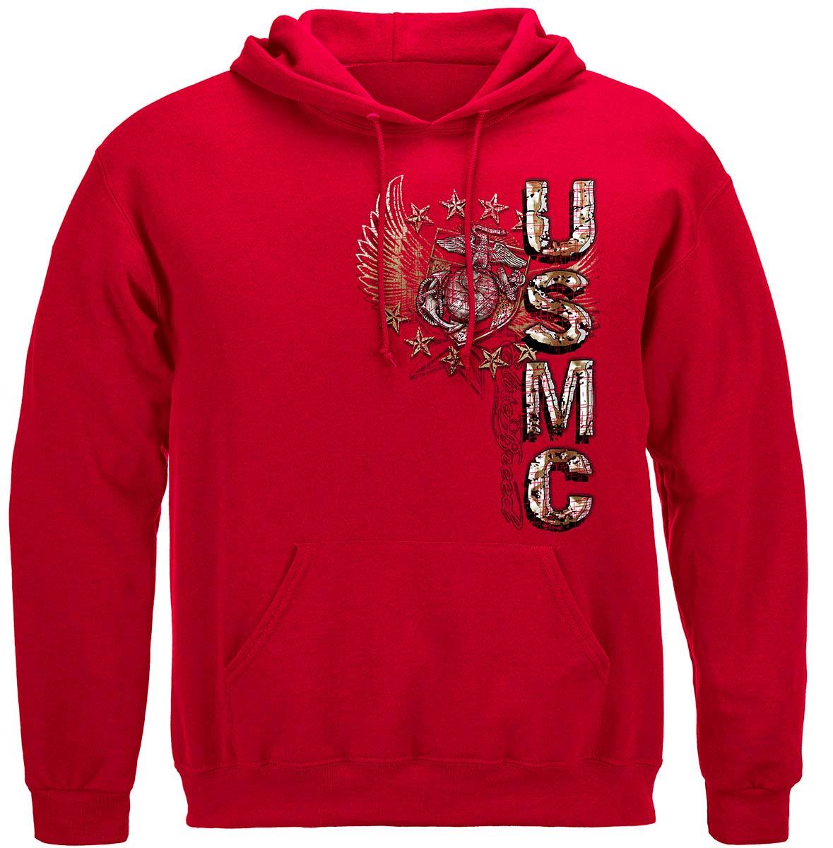 USMC Pride Duty Honor Stars Silver Foil Premium Long Sleeves