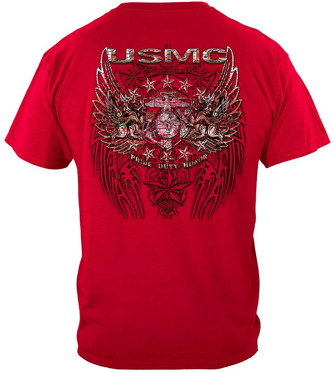 USMC Pride Duty Honor Stars Silver Foil Premium Long Sleeves