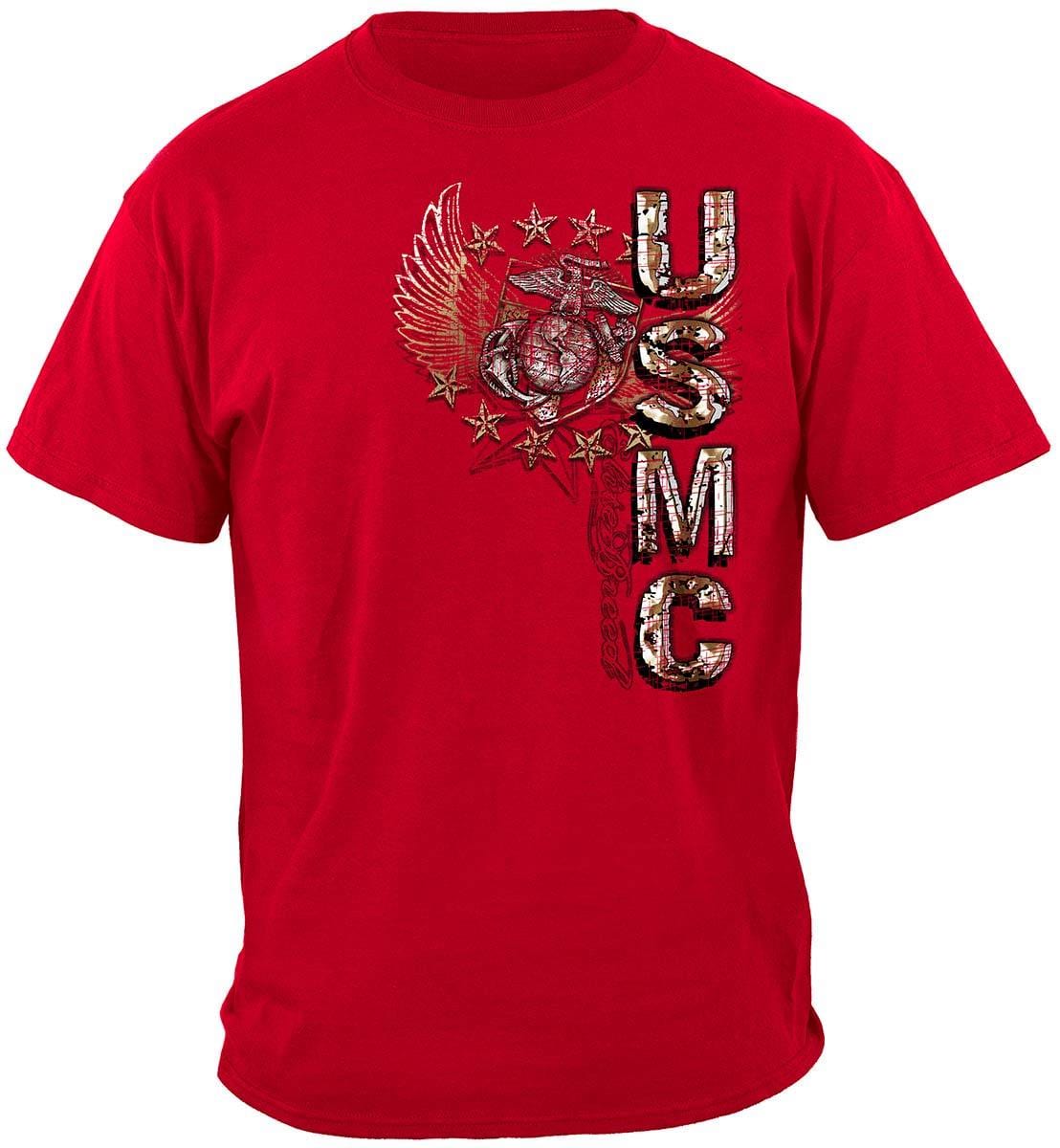 USMC Pride Duty Honor Stars Silver Foil Premium Long Sleeves