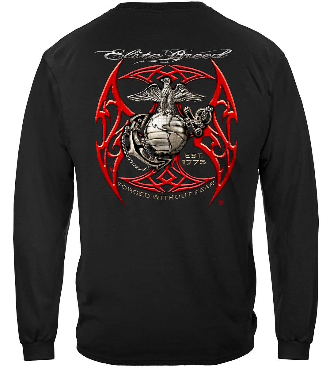 Elite Breed USMC Red Blades Silver Foil Premium Hooded Sweat Shirt
