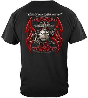 More Picture, Elite Breed USMC Red Blades Silver Foil Premium T-Shirt