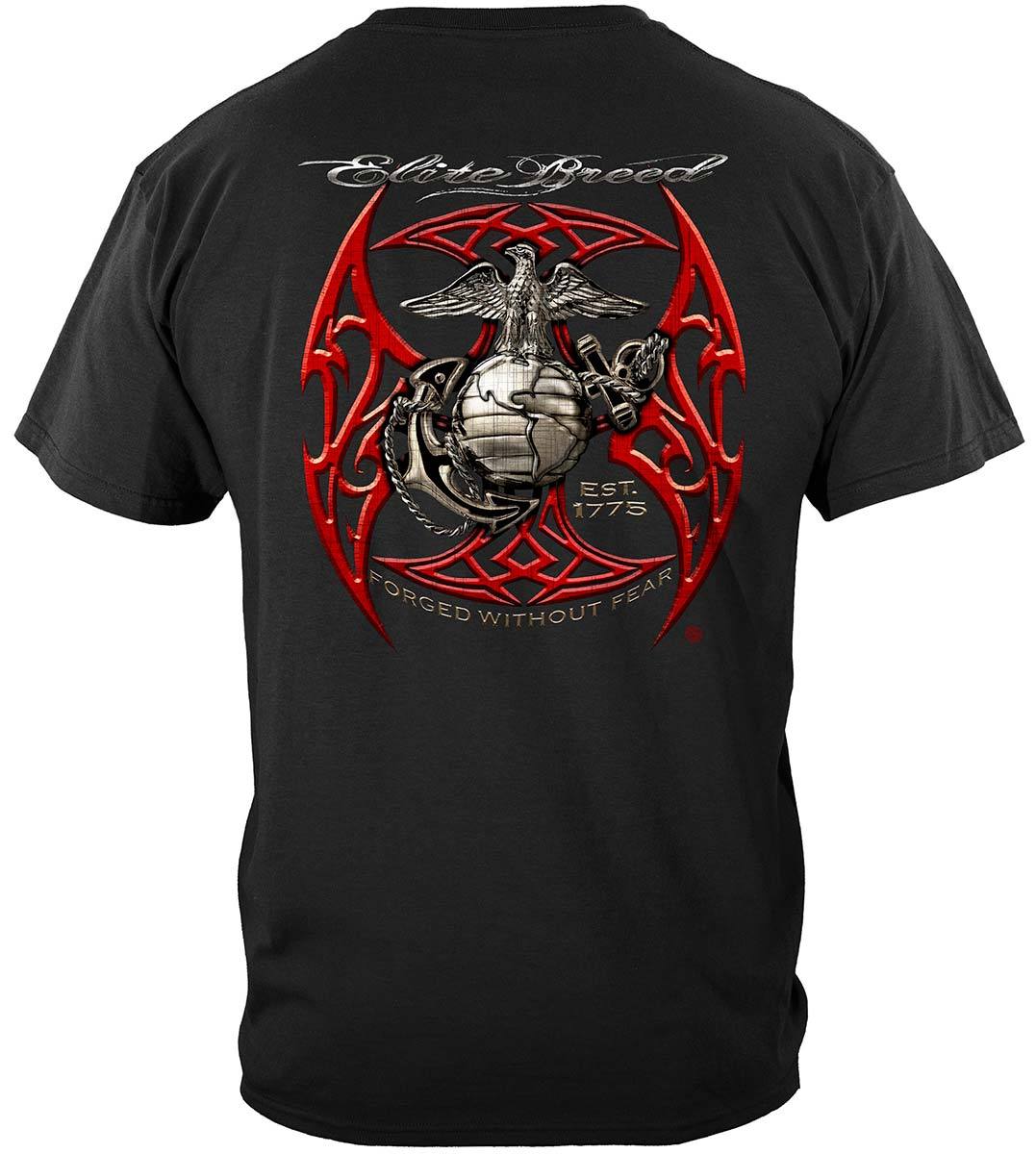 Elite Breed USMC Red Blades Silver Foil Premium Hooded Sweat Shirt