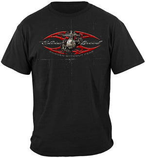 More Picture, Elite Breed USMC Red Blades Silver Foil Premium T-Shirt