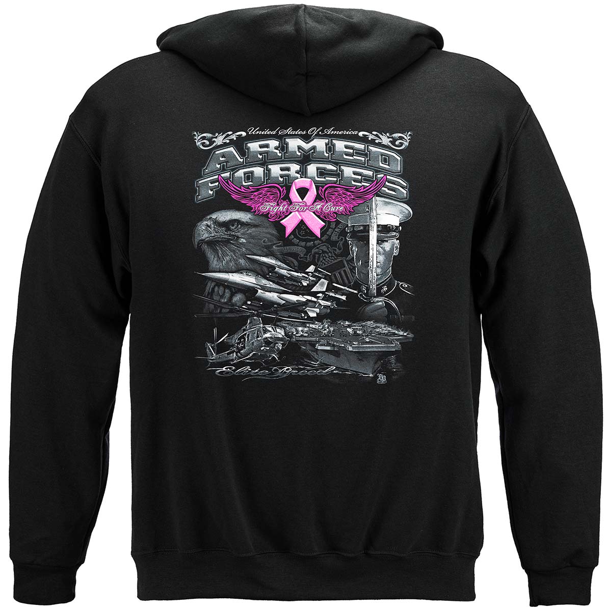 Elite Breed Armed Forces Fight Cancer Premium Hooded Sweat Shirt