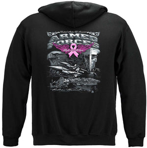 More Picture, Elite Breed Armed Forces Fight Cancer Premium Hooded Sweat Shirt