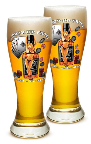 More Picture, Liquor up front poker in the Rear 23oz Pilsner Glass Glass Set