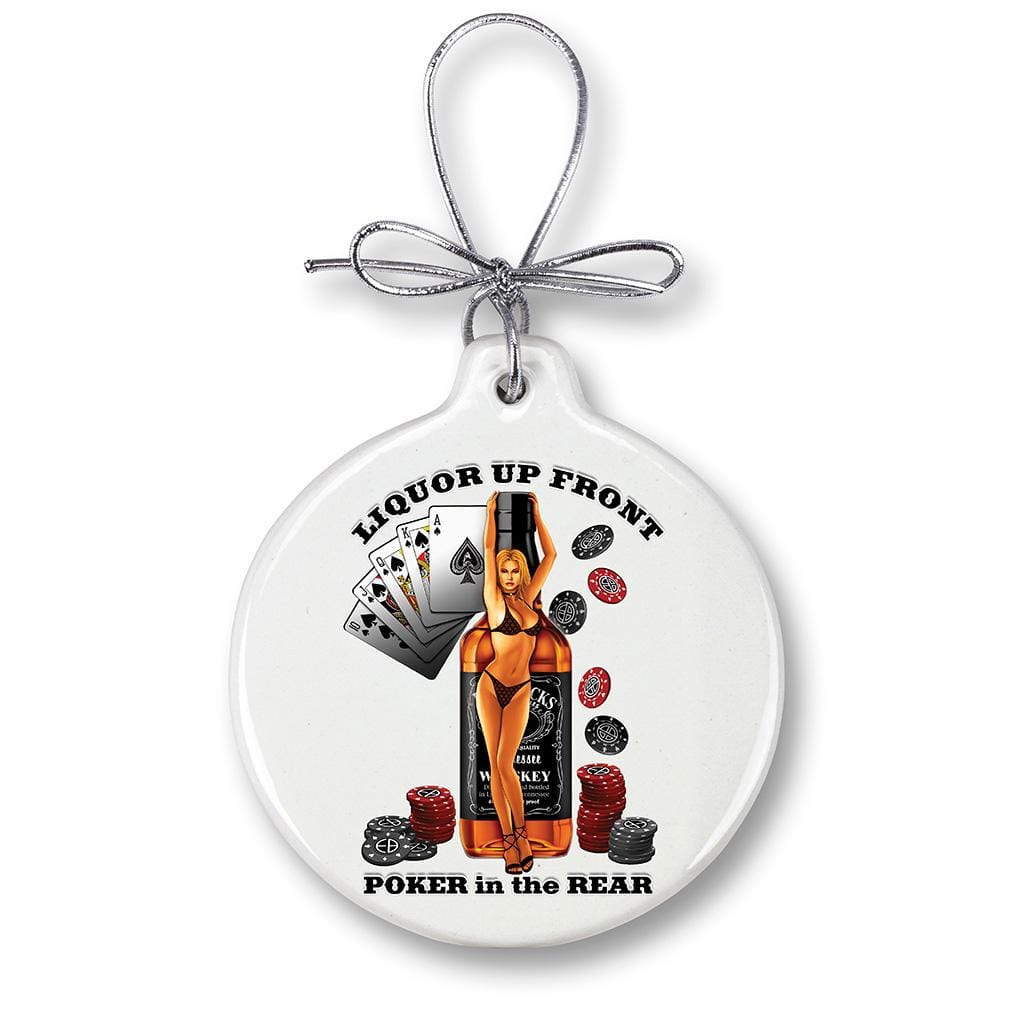 Liquor Up Front Poker Christmas Tree Ornaments
