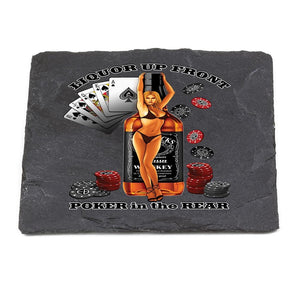 More Picture, Poker Liquor Up Front Black Slate 4IN x 4IN Coasters Gift Set