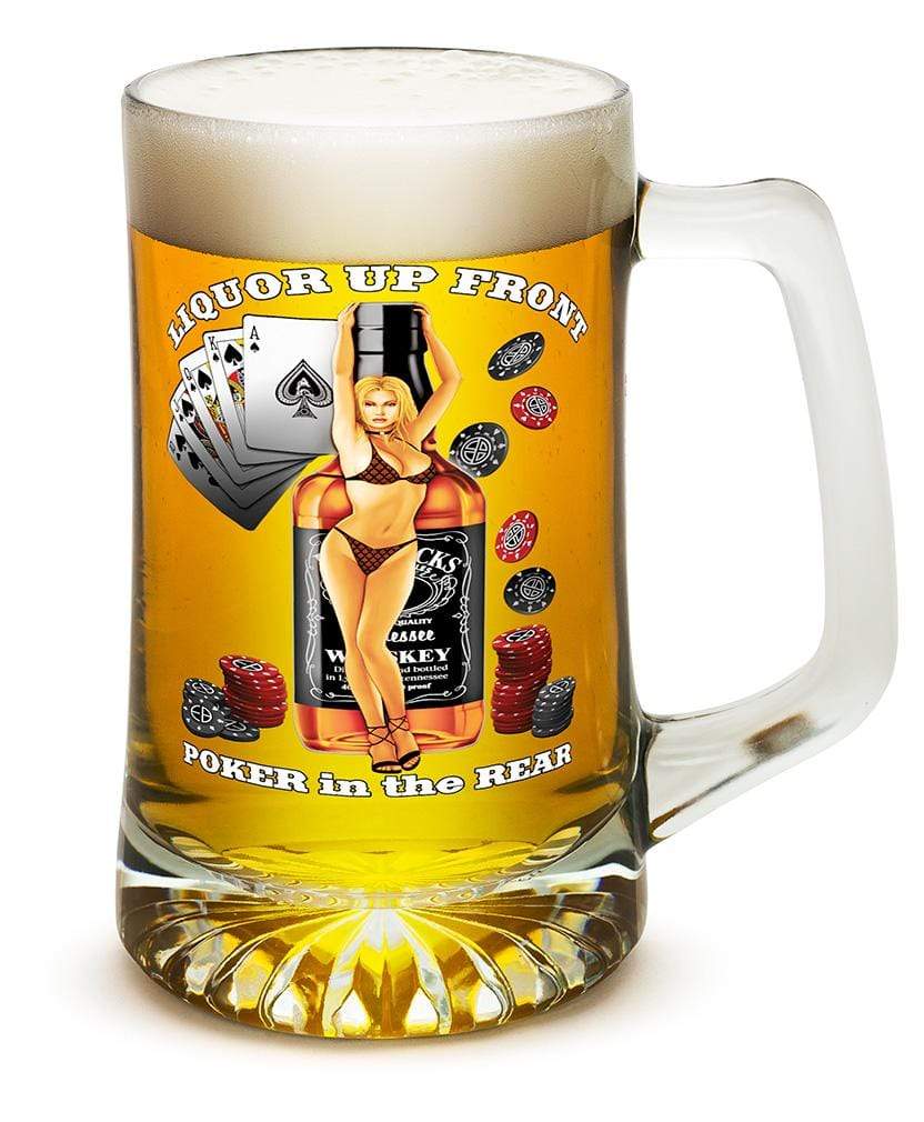 Liquor up front poker in the Rear 25oz Tankard Glass Set