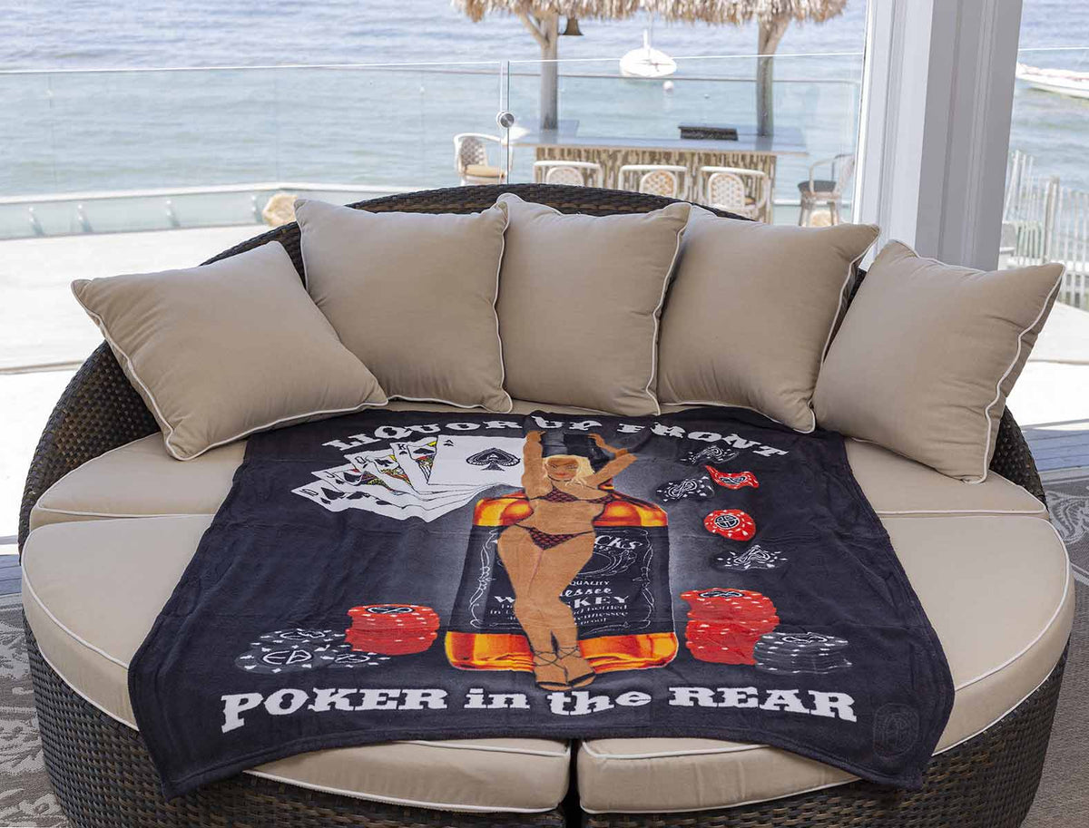 Liquor Up Front Poker In The Rear Premium Blanket