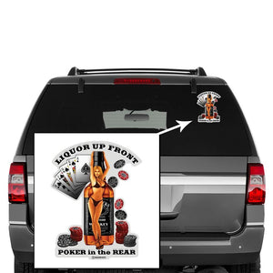 More Picture, Liquor Up Front Poker Premium Reflective Decal