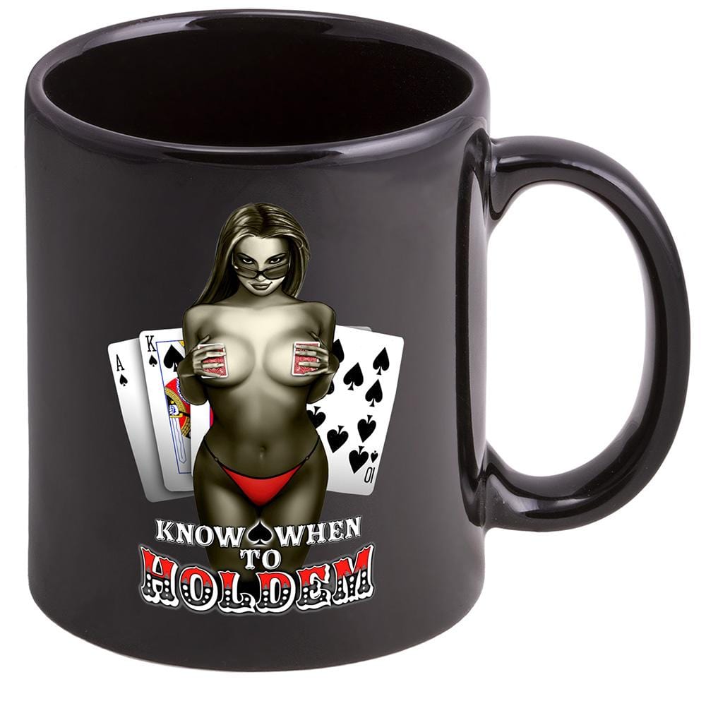 Poker Know When to Hold Them Stoneware Black Coffee Mug Gift Set