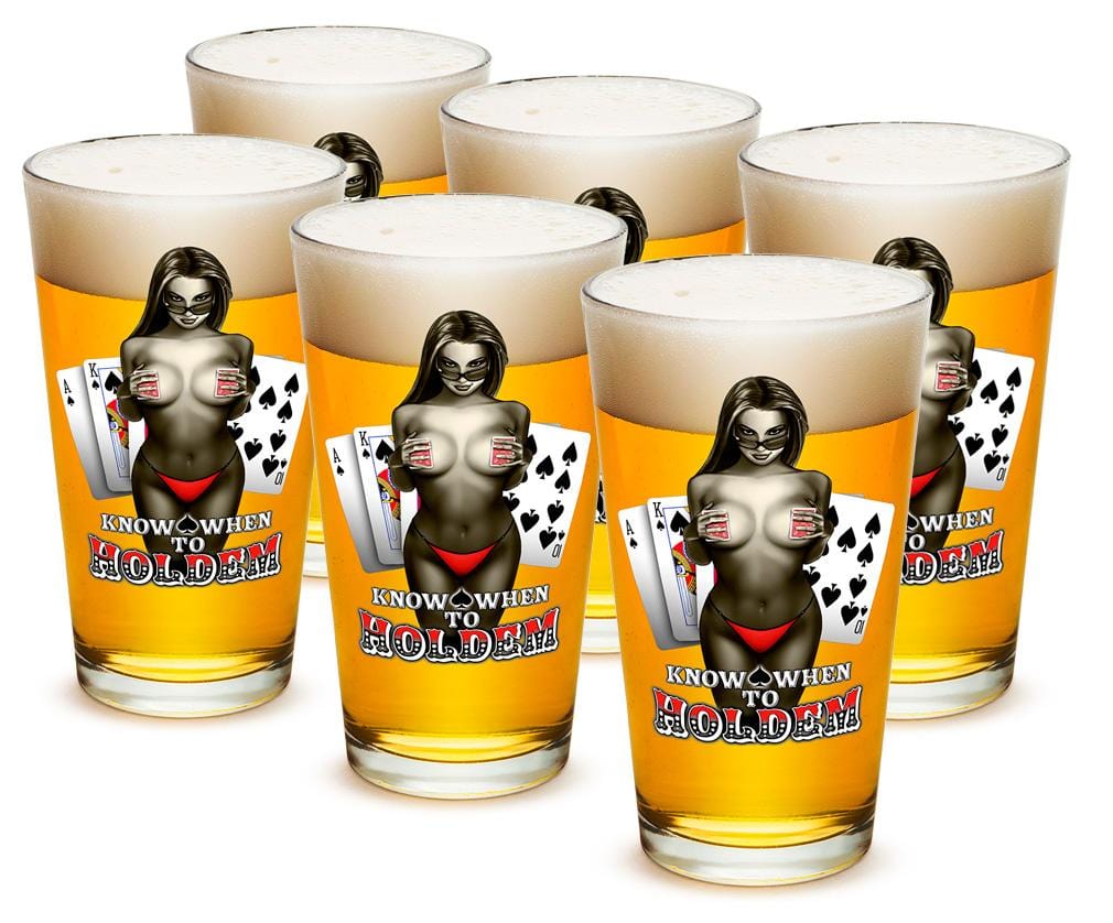 Know when to hold them Poker 16oz Pint Glass Glass Set