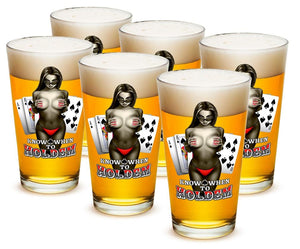 More Picture, Know when to hold them Poker 16oz Pint Glass Glass Set