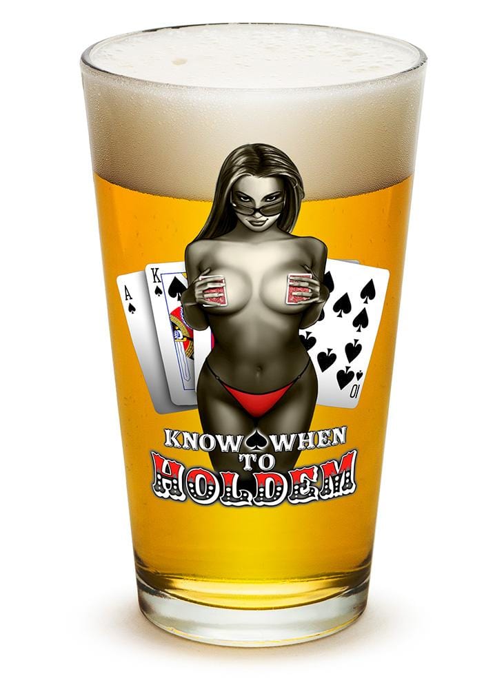 Know when to hold them Poker 16oz Pint Glass Glass Set