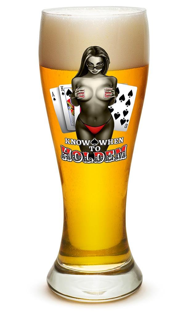 Know when to hold them Poker 23oz Pilsner Glass Glass Set