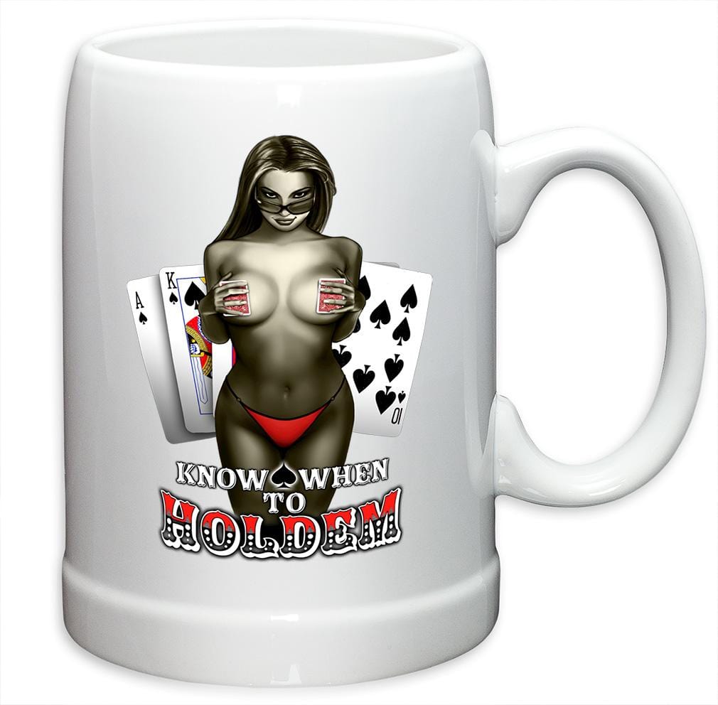 Poker Know When to Hold Them Stoneware White Coffee Mug Gift Set