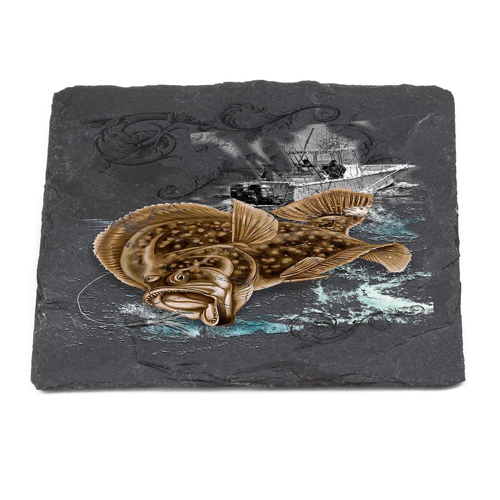 Fishing Wicked Fuke Black Slate 4IN x 4IN Coasters Gift Set