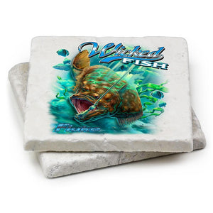 More Picture, Fishing Wicked Fish Fighting Bucktail Fluke Lure Ivory Tumbled Marble 4IN x 4IN Coasters Gift Set