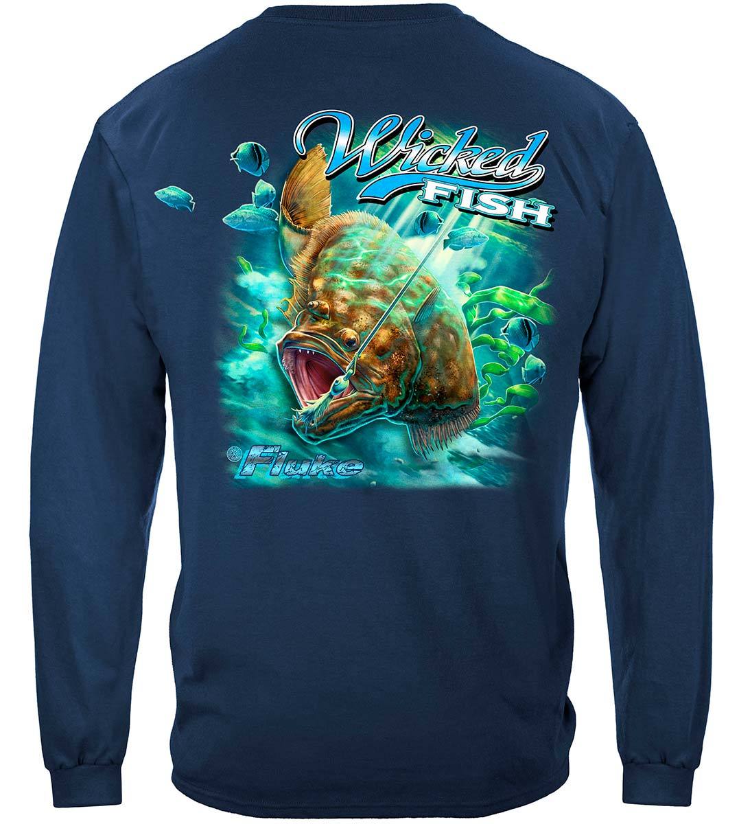 Wicked Fish Fighting Buck Tail Fluke Lure Premium Hooded Sweat Shirt