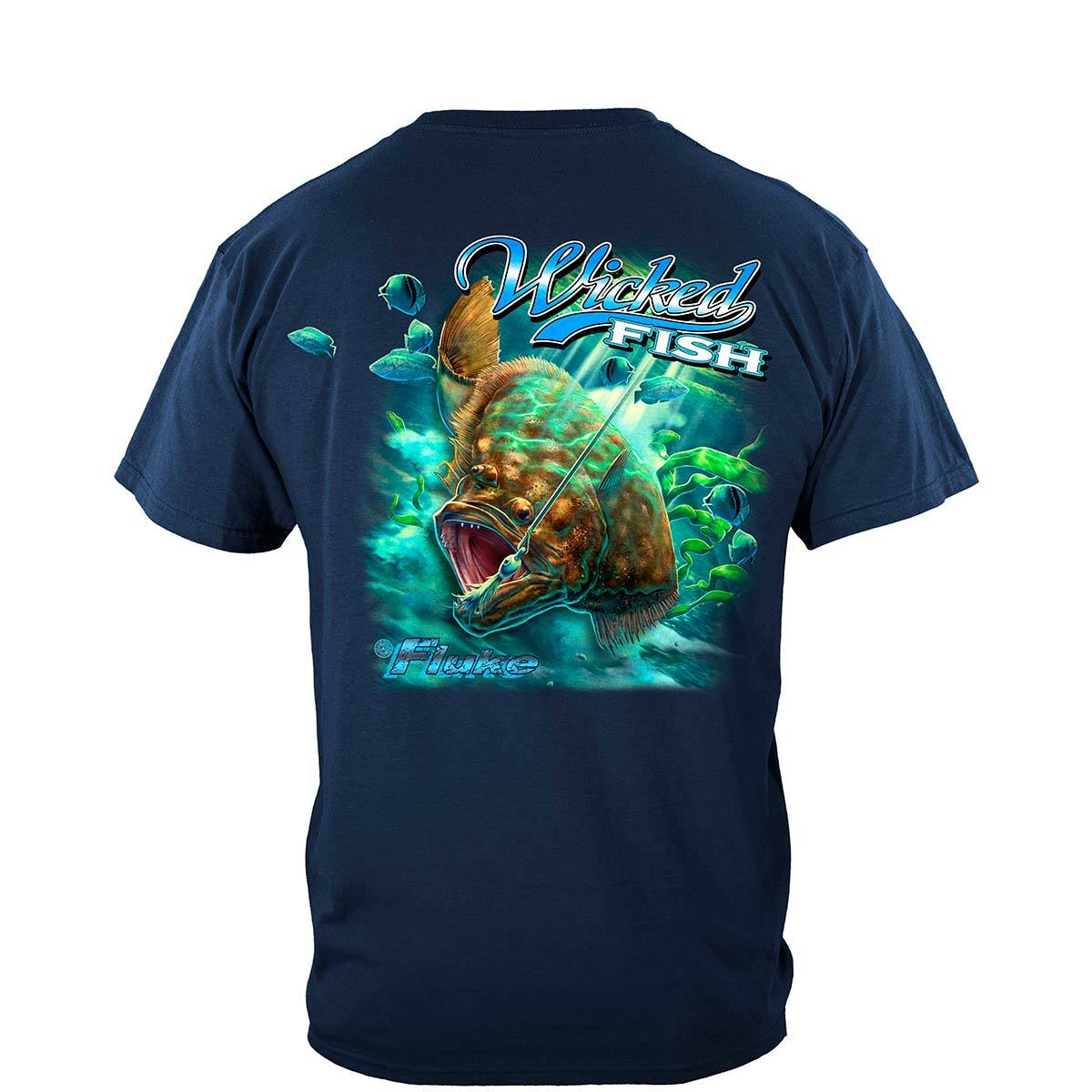 Wicked Fish Fighting Buck Tail Fluke Lure Premium T-Shirt