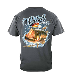 More Picture, Wicked Fish Large Mouth Bass With Popper Premium Hooded Sweat Shirt
