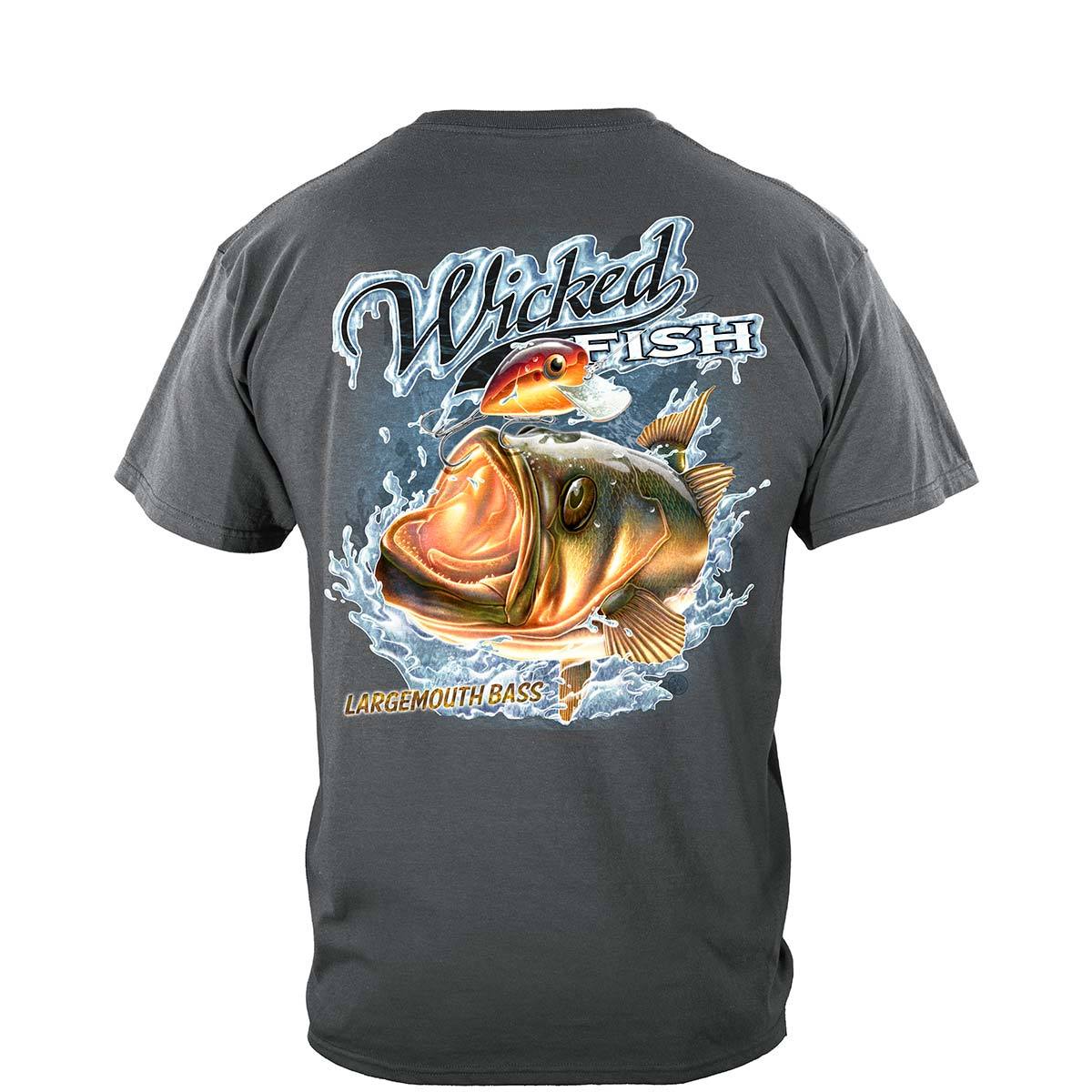 Wicked Fish Large Mouth Bass With Popper Premium T-Shirt