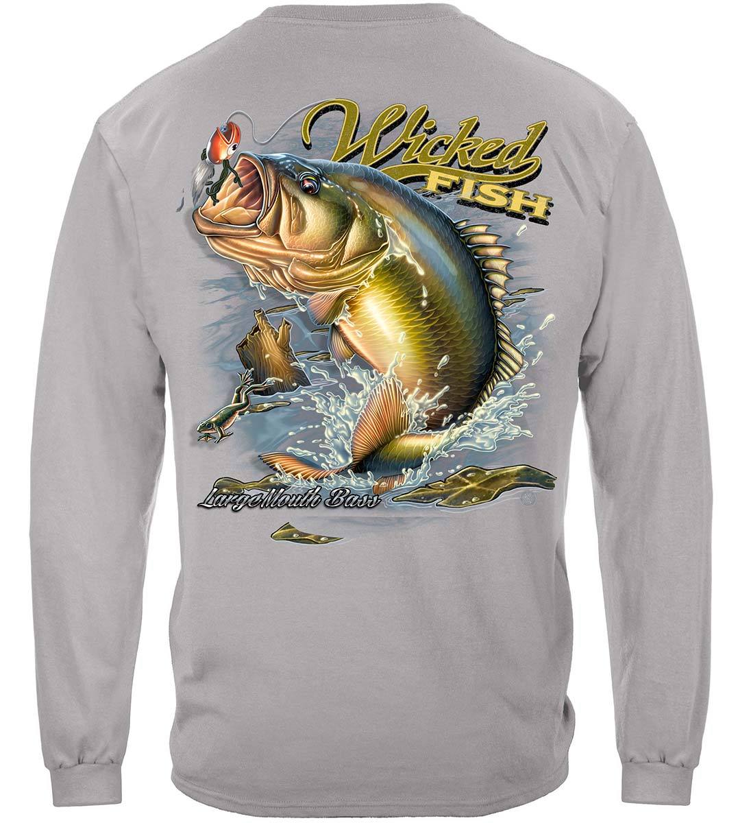Wicked Fish Large Mouth Bass With Popper Jumping Frog Premium Hooded Sweat Shirt