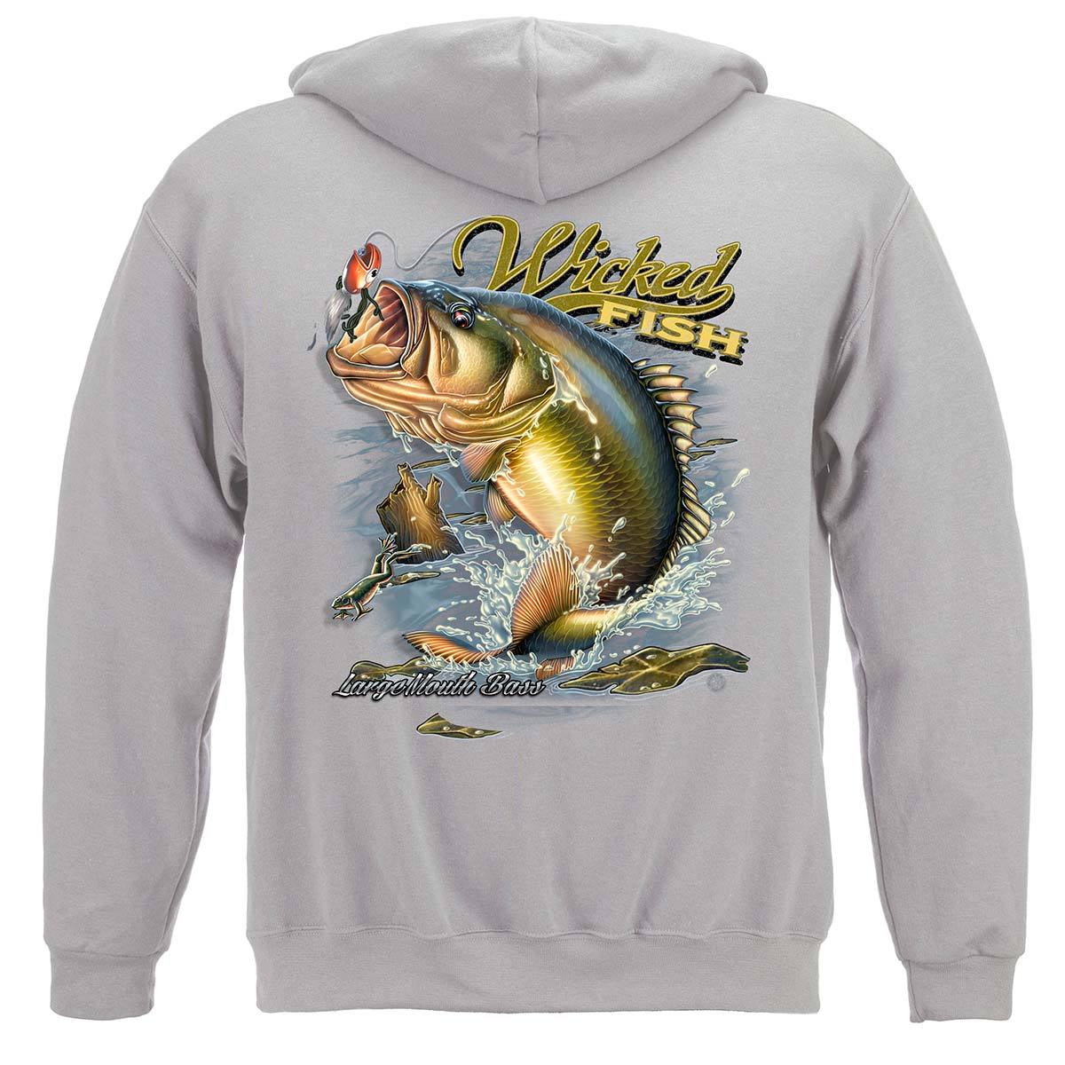  Fishing T-Shirt Wicked Fish Large Mouth Bass with Popper  Jumping Frog Small Ice Gray : Clothing, Shoes & Jewelry