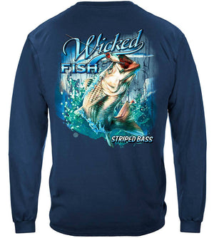 More Picture, Wicked Fish Striped Bass With Popper Air Born Premium T-Shirt
