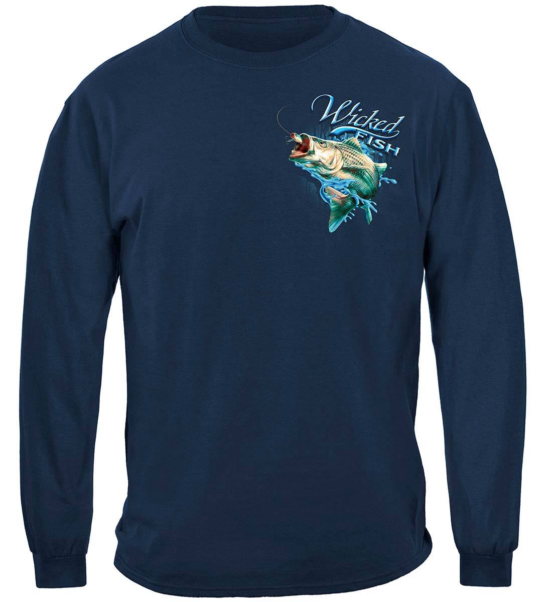 Wicked Fish Striped Bass With Popper Air Born Premium Long Sleeves