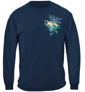 More Picture, Wicked Fish Striped Bass With Popper Air Born Premium Hooded Sweat Shirt