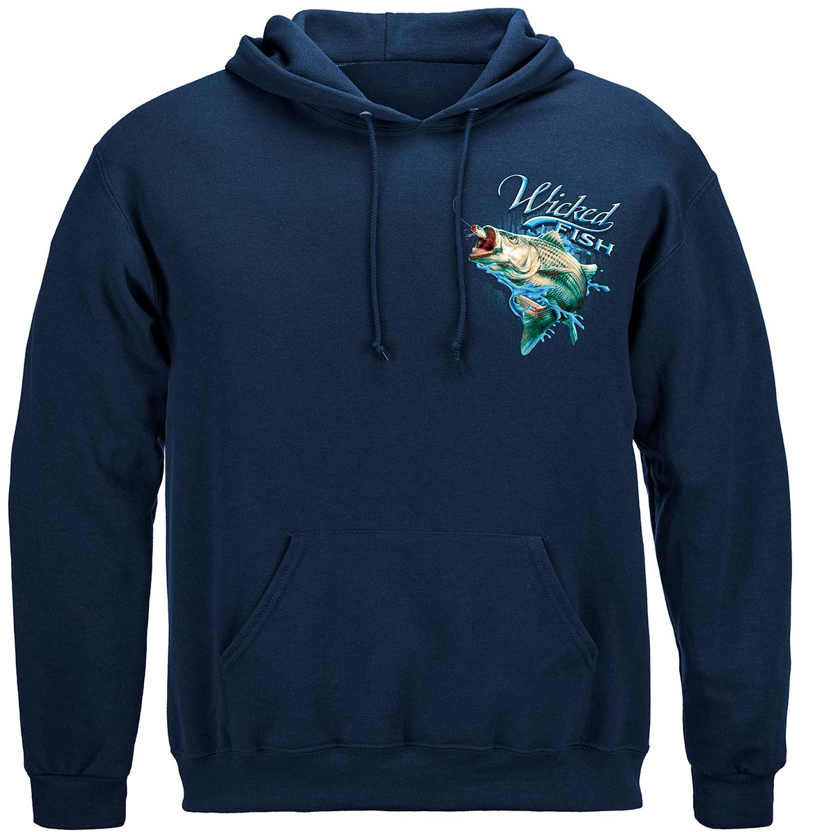 Wicked Fish Striped Bass With Popper Air Born Premium Hooded Sweat Shirt