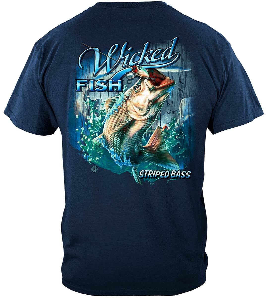 Wicked Fish Striped Bass With Popper Air Born Premium T-Shirt